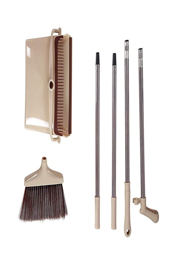 Ceatsy Broom and Dustpan Set Extendable Long Handle Brooms Upright Standing Dustpans Lightweight Stainless Self-Clean Soft Broom Combo for Home Indoor Kitchen Lobby Office Living Room - Image 5